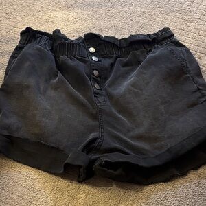 No Boundaries Black High Waist Button Shorts